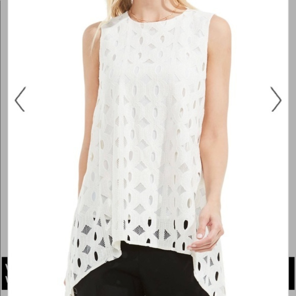 Vince Camuto Sleeveless Lace High Low Blouse XS